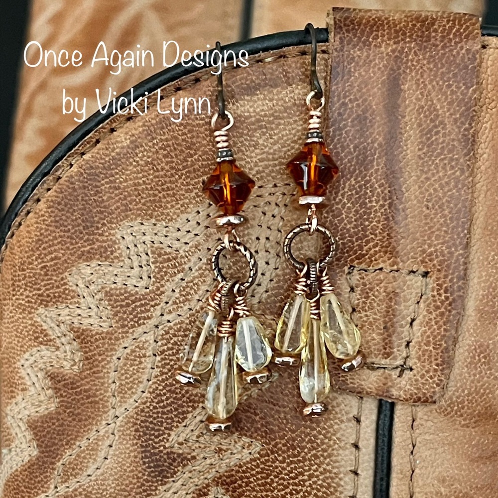 ARTISAN Earrings - “Sweet Honey” Dangles - Picture 1 of 9